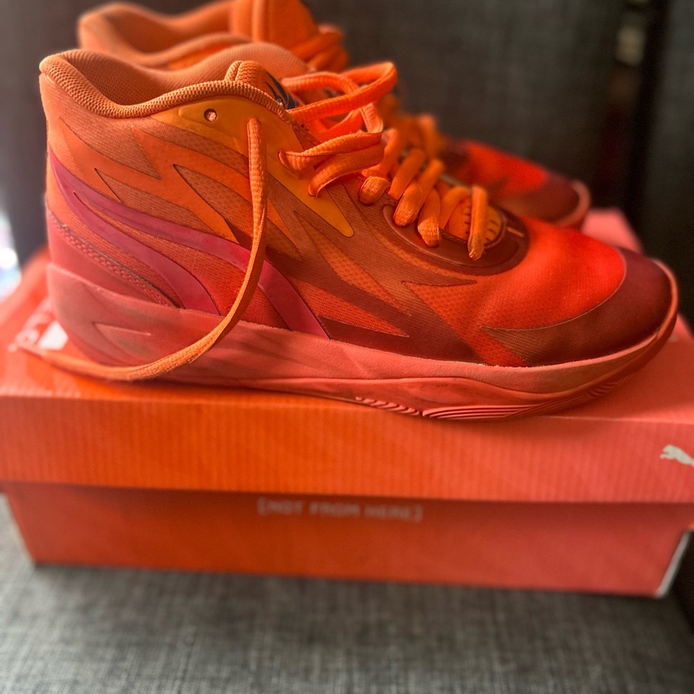 Puma Kids Orange and Red High-Top Sneakers